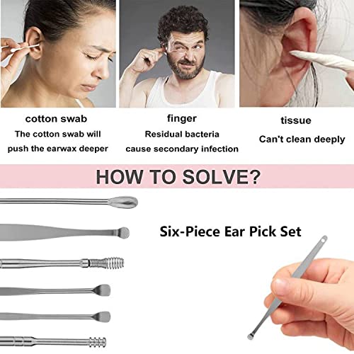[Australia] - Ear Wax Remover,6 Pcs Premium Stainless Steel Ear Wax Removal Kit Ear Curette Ear Cleaner Tools for Children and Adult Earwax Removal Kit Cleaning Kit with Portable Bag (blue) blue 