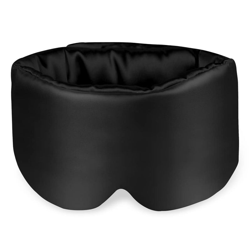 [Australia] - Hilph Sleep Mask, Reusable Eye Mask for Sleeping 100% Blackout Silk Sleep Eye Mask for Women Men with Adjustable Headband, Full Size Large Sleeping Mask for Sleep Travel Yoga Nap - Black 