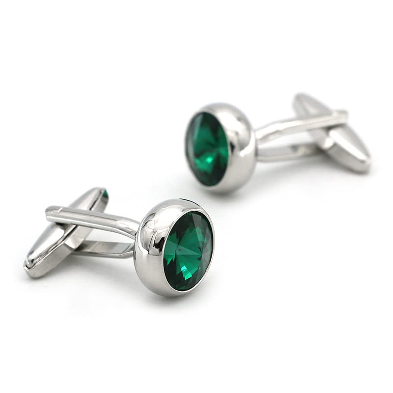 [Australia] - iGame Men's Luxury Crystal Cufflinks Green Color Stone Quality Wedding Cuff Links with Gift Box 