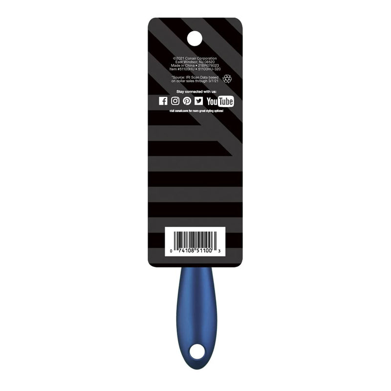 [Australia] - Conair Velvet Touch Mid-Size Cushion Hair Brush with Nylon Bristles and Soft-Touch Handle for On-the-Go Touch-Ups (Colors and Packaging Vary), 1 Count 