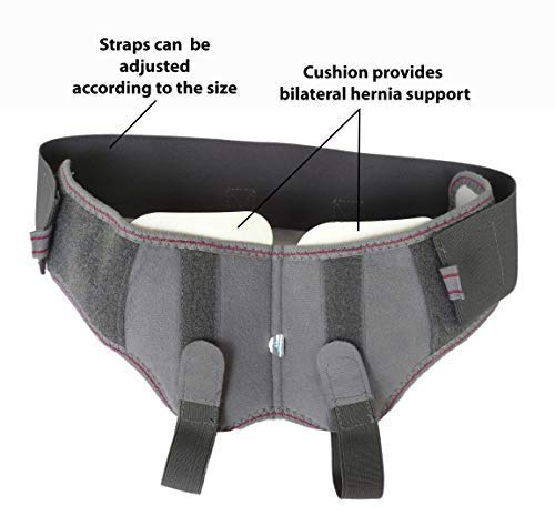 [Australia] - Wonder Care- Grey Inguinal Hernia Support Truss Brace for Single/Double Inguinal or Sports Hernia with Two Removable Compression Pads & Adjustable Groin Straps Surgery & Injury Recovery Belt- Large Large (Pack of 1) Double 