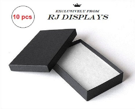 [Australia] - 10 Pack Cotton Filled Matte Black Color Jewelry Gift and Retail Boxes 5.25 X 3.75 X 1 Inch Size by R J Displays 