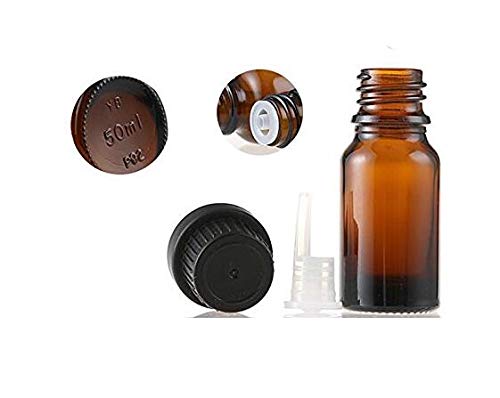 [Australia] - erioctry 50ml Amber Glass Vial Essential Oil Bottles Attar Bottles with Orifice Reducer and Black Cap for Essential Oils, Chemistry Lab Chemicals, Colognes & Perfumes Pack of 3 (50ml) 