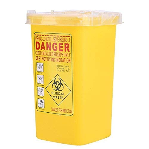 [Australia] - Sharps Container, Waste Container Tattoo Plastic Sharp Container Biohazard Disposal 1L Size Waste Box Sharps Disposal Container with Mailbox Style Lid Puncture Resistant Sharps Disposal Container Yellow 