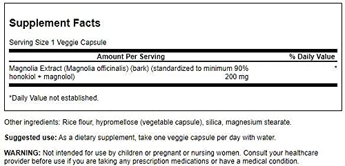 [Australia] - Swanson Magnolia Bark - Herbal Supplement Traditionally Used to Promote Nervous System & Digestive Health Support - May Promote Respiratory Health & Stress Support - (30 Veggie Capsules, 200mg Each) 1 