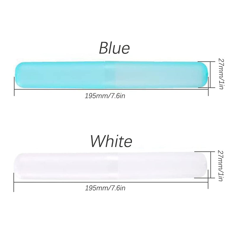 [Australia] - 2 Pcs Toothbrush Case, Toothbrush Travel Case Cover, Portable Toothbrush Storage Case, Sutiable for Home Travel Outdoor Camping Hiking Business Trip White Blue 