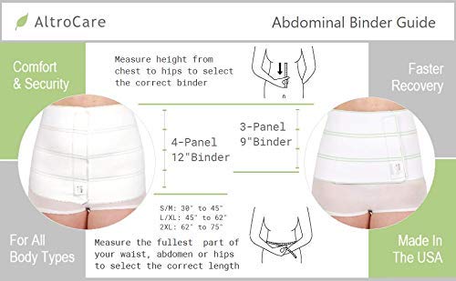 [Australia] - AltroCare 4 Panel, 12" high, Plus Size Postpartum Abdominal Binder, Fits 30" to 45" Waist S/M (30" to 45") 