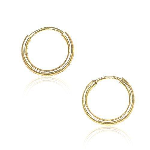 [Australia] - 15MM Gold Hoop Earrings - 9ct Yellow Gold Sleeper Hoop Earrings Small Hoops 
