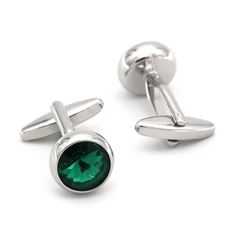 [Australia] - iGame Men's Luxury Crystal Cufflinks Green Color Stone Quality Wedding Cuff Links with Gift Box 