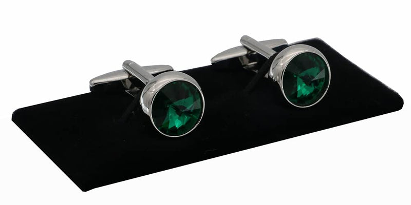 [Australia] - iGame Men's Luxury Crystal Cufflinks Green Color Stone Quality Wedding Cuff Links with Gift Box 