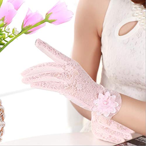 [Australia] - LERTREE Summer Women Sun UV Protection Lace Gloves Ladies Short Driving Gloves Touch Screen White 