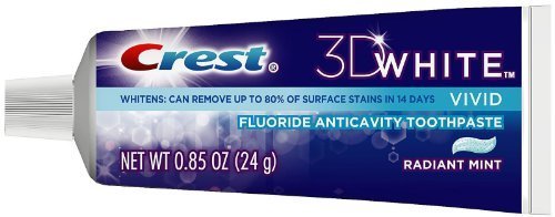 [Australia] - Crest 3D White Vivid Fluoride Anticavity Toothpaste Radiant Mint 0.85 oz Travel Size (Pack of 4) 
