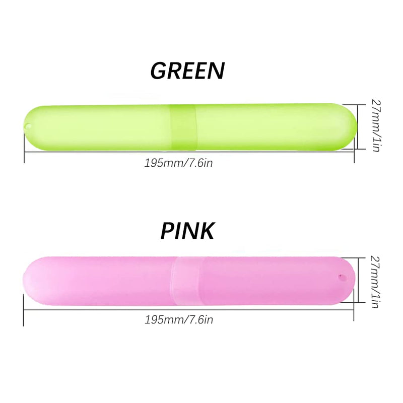[Australia] - 2 Pcs Toothbrush Case, Toothbrush Travel Case Cover, Portable Toothbrush Storage Case, Sutiable for Home Travel Outdoor Camping Hiking Business Trip Pink Green 