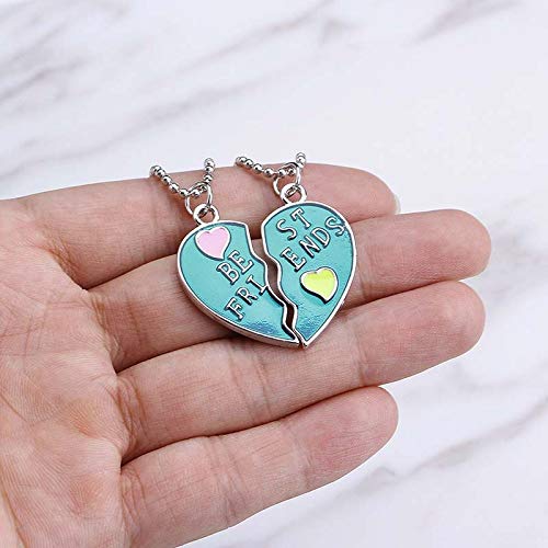 [Australia] - MJartoria BFF Necklaces for 2-Split Heart Green Cute Pendant Best Friends Forever Friendship Best Friends Necklaces for Girls, Sisters 