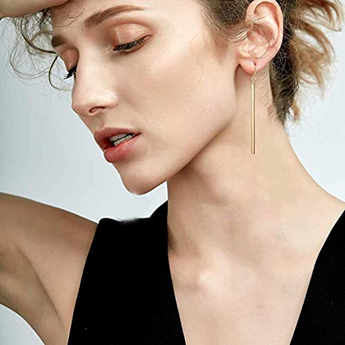 [Australia] - Highven Silver Gold Y Shape Necklace Lariat Necklace for Women Bar Necklace Bar Jewelry for Wife Gift Bar-Gold Set 