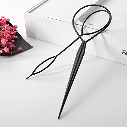 [Australia] - 2PCS 1 Large +1 Small Black Hair Styers Styling Hairdressing Accessories Hair Pull Needle Dish Braid Ponytail Maker Braiding Tool for Women Lady Girls 