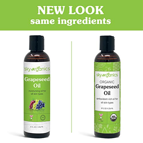 [Australia] - Grapeseed Oil by Sky Organics (8oz) 100% Pure, Natural & Cold-Pressed Grapeseed Oil - Ideal for Massage, Cooking and Aromatherapy- Rich in Vitamin A, E and K- Helps Reduce Wrinkles 1 Pack of 8 Ounce 