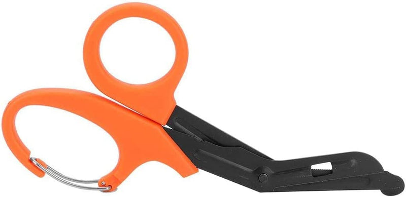 [Australia] - Titanium Bandage Shears Scissors 19cm , EMT and Trauma Shears, Bent Stealth Black Coated for Nurses, Students, Emergency Room (Orange) Orange 