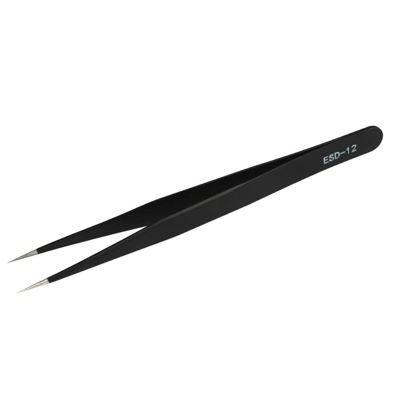 [Australia] - ESDELES 2 Pcs Tweezers Stainless Steel Kit Straight Pointer Curved Pointed Tip Tweezers Pro Precision Tweezers set for Eyelash Extensions Electronics Nail Sticker DIY with Recloseable Tube (Black) Black 