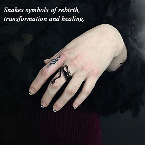 [Australia] - HIIXHC Snake Rings Fashion Animal Rings for Women Snake Ring Vintage Jewelry Rings for Men Adjustable Size black snake ring 