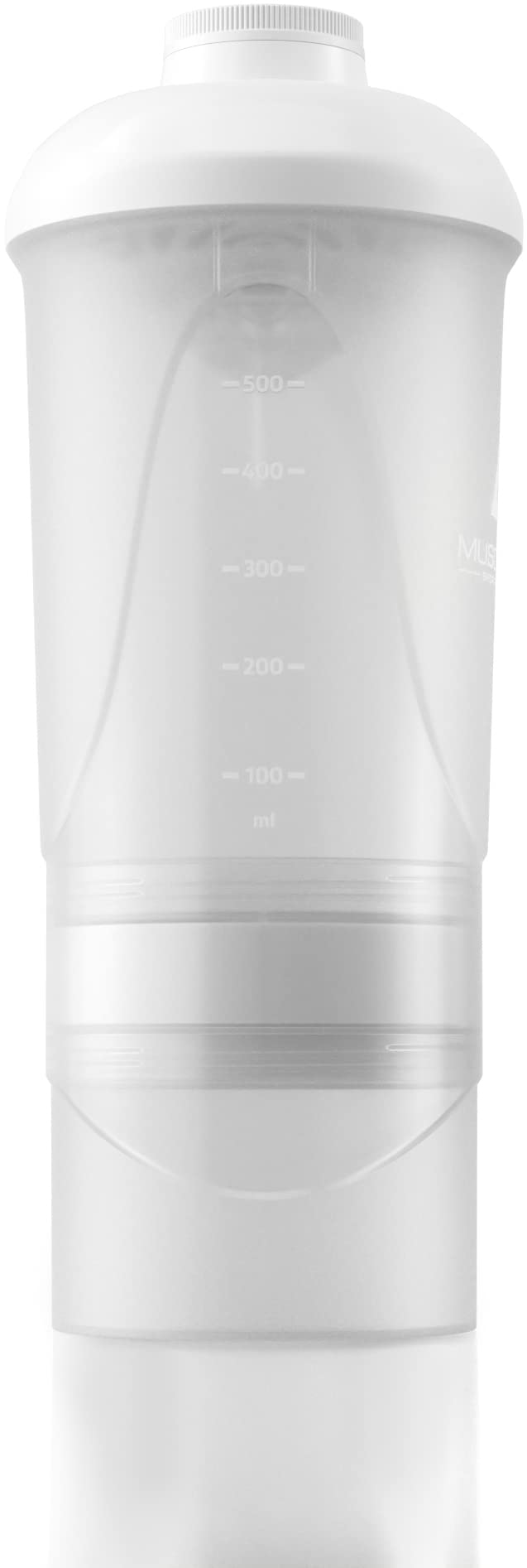 [Australia] - White Protein Shaker Plus Storage Screw top 100% Leak Proof Drinks Bottle 500ml to 700ml by Musclelinx 