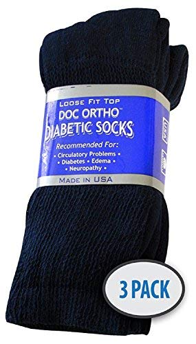 [Australia] - Doc Ortho Loose Fit Cotton Diabetic Socks for Men and Women, 3 Pairs, 1/4 Crew Navy X-Large 