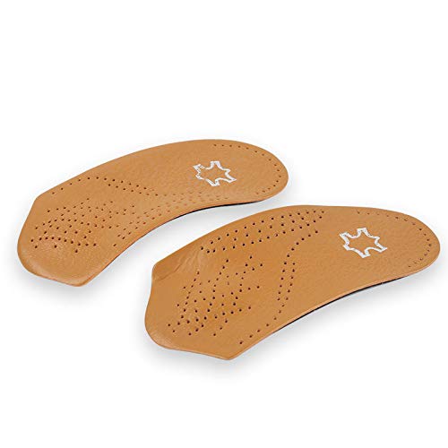 [Australia] - 3/4 Cushioned Orthotic Insoles with Metatarsal Pad, Leather Half Shoe Inserts 2.8cm Arch Support for Plantar Fasciitis, Pair (EU 41/42) EU 41/42 