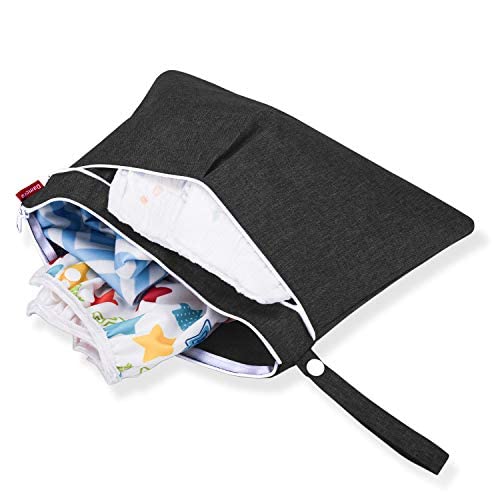 [Australia] - Damero 3pcs Wet Dry Bag for Cloth Diapers Nappy Bag Daycare Organiser Bag, Travel Diaper Organiser Bag with 2 Zippered Pockets for Baby Diaper, Travel, Beach, Pool, Gym Bag, Black 3 Count (Pack of 1) 