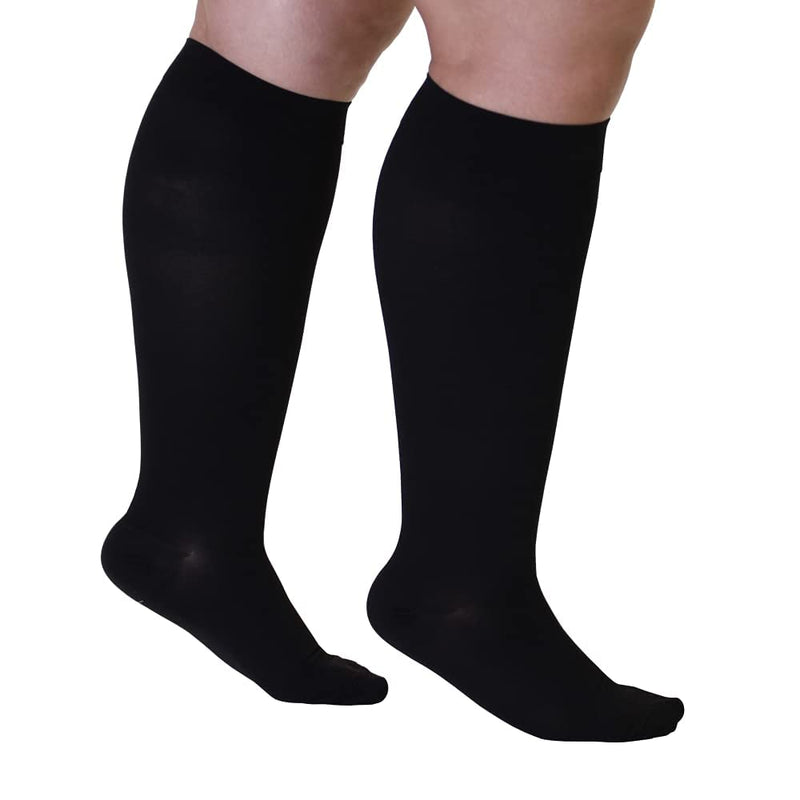 [Australia] - 4XL Mojo Compression Socks 20-30mmHg for Extra XX-Wide Ankle Calf Opaque Graduated Bariatric Support Stockings - Lymphedema Plus Size XXXX-L Black Closed Toe AB201BL7 4X-Large 