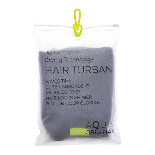 [Australia] - AQUIS - Original Hair Turban, Perfect Hands-Free Microfiber Hair Drying, Dark Grey (10 x 29 Inches) 