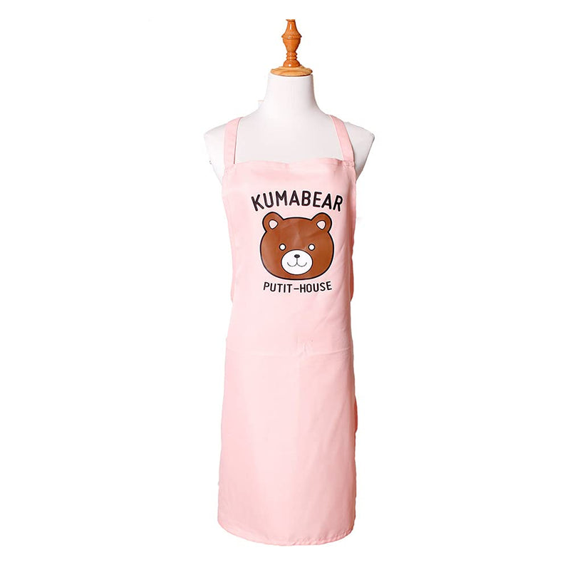[Australia] - Satoshi Isshiki Cosplay Apron Pink Cartoon Food Wars Shokugeki no Soma Bear Printed Aprons Cosplay Costume 