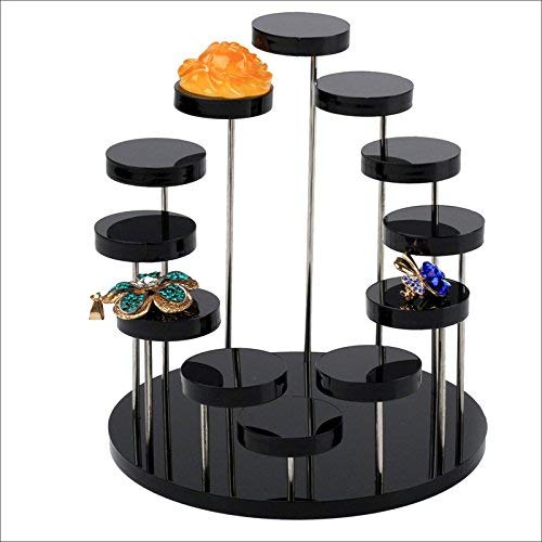 [Australia] - Funnuf 12 Tier Acrylic Rotatable Jewelry Display Stands for Rings Earrings, White, 6 Inch Black Acrylic 