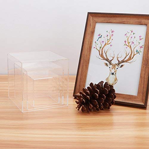 [Australia] - Cliselda Acrylic Display Box, 3x3x3&4x4x4&5x5x5 inches, 3pc, Display Boxes, Museum Box Case for Collectibles (5 Sided Acrylic Boxes) 5 Sided Acrylic Cube 