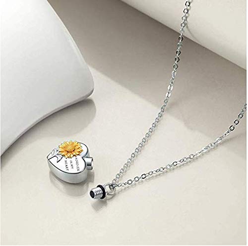 [Australia] - SEIRAA Urn Necklaces for Ashes in My Heart Flower Pendant Memory Locket Necklace Cremation Gifts Ashes box necklace 