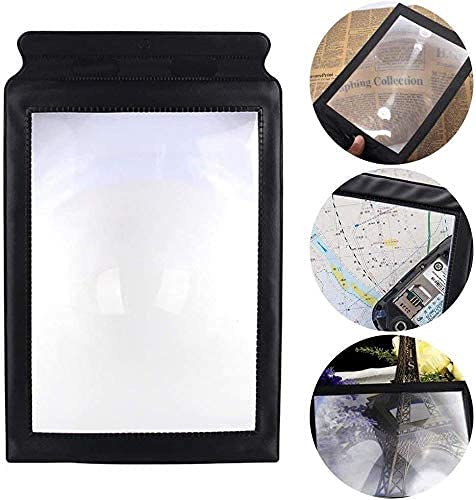 [Australia] - A4 Full Page Reading Magnifier 3X Handheld Reading Aid Plastic Rectangular Magnifying Portable Large Sheet Magnifier Reading Aid Lens for Seniors,Low Vision,Reading Books and Pages,Sewing Crafts Black 