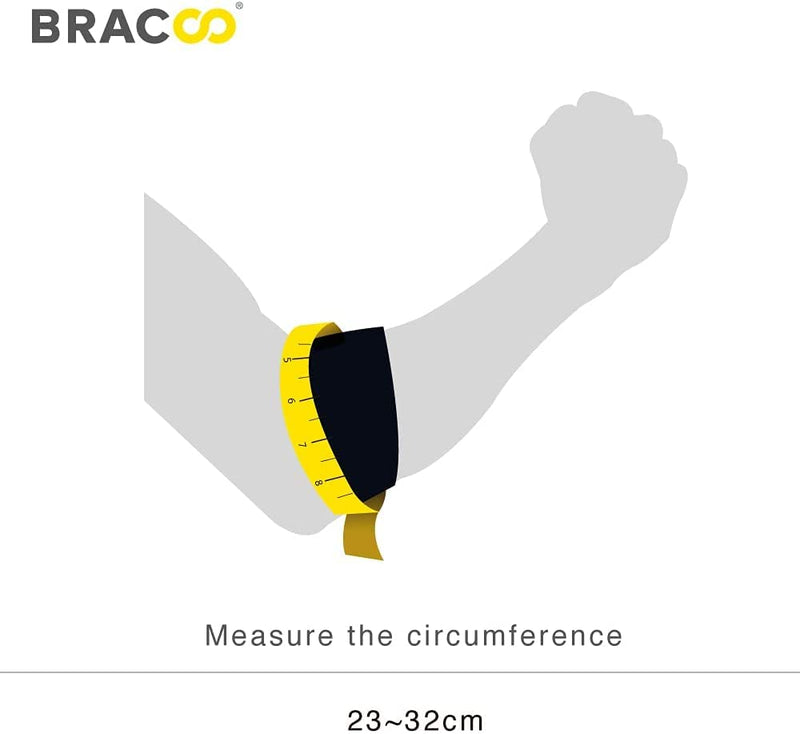[Australia] - Bracoo Tennis-Golfer Elbow Strap, Quality Compression EVA Pad for Tendonitis, Muscle Strain Relief, EP40, One Size,Gray 