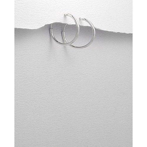 [Australia] - 14MM Plain Top-Hinged Sterling Silver Sleeper Endless Hoop Earrings for Women/Teenage/Girls - 925 Sterling Silver - Simple Small Sleeper Hoops - UNISEX 