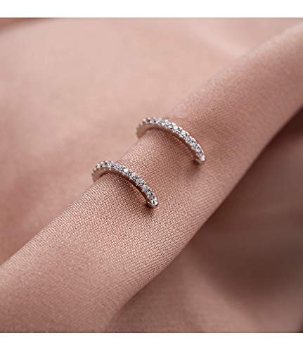 [Australia] - Huggie Cuff Clip On Cubic Zirconia 925 Sterling Silver Small Hoop Earrings for Women Teen Girls Cartilage Fashion Wrap No Piercing Ear Hypoallergenic 