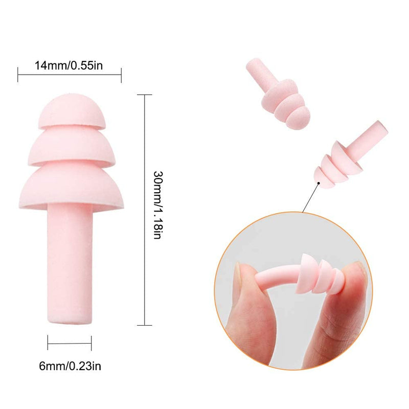 [Australia] - KSTEU 5 Pairs Ear Plugs,Earplugs for Sleeping Reusable Reduce Noise Cancellig,Waterproof Soft Foam Earplugs for Study,Work and Swimming (Pink) Pink 