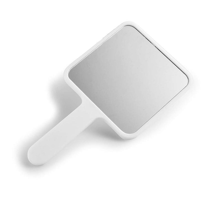 [Australia] - 2PCS Rectangle Handheld Mirror Hand Mirror Travel Handheld Mirror Cosmetic Mirror with Handle (White) White 