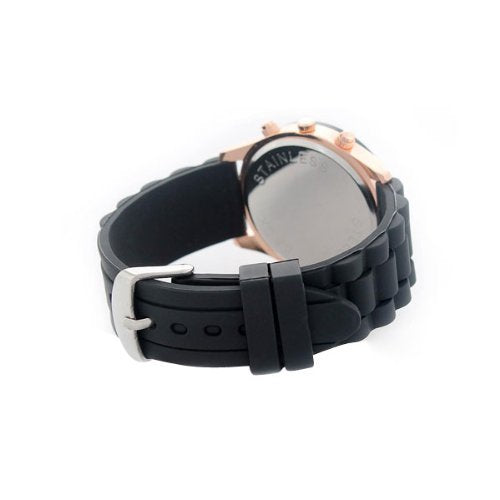 [Australia] - Unisex Silicone Gel Ceramic Style Jelly Band Classic Watch Black 