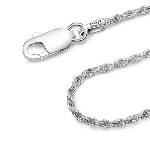 [Australia] - 925 Sterling Silver 1.5MM Diamond Cut Rope Chain Necklace for Women & Girls Upgraded Lobster Claw Clasp Made in Italy 16 18 20 22 24 30 and 36 Inch 16.0 Inches 