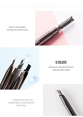 [Australia] - Triangular Point Eyebrow Pencil with Built-in Spoolie Brush for Easy on the Go Application in Brown 