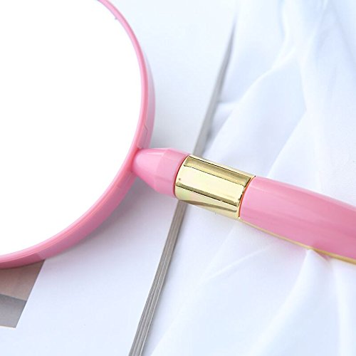 [Australia] - Handheld Mirror with Handle,Handheld Double Sided Mirror Excellent 3X Magnification on 1 Side and Regular on The Other Side (Two-Sided Pink, Circular Magnifying Glass) Two-sided Pink 
