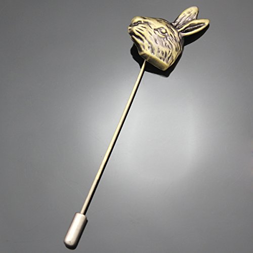 [Australia] - Q&Q Fashion Antique Rabbit Bunny Hare Wonderland Lapel Stick Pin Tie Hat Brooch Tea Party Vintage Gold Tone 
