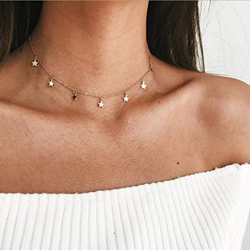 [Australia] - HUASAI Star Choker Necklace for Women Girls Delicate Handmade Gold Plated Brandy Melville Necklace Set Dainty Jewelry 