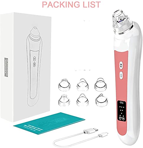 [Australia] - Blackhead Remover Vacuum, Pore Cleaner with Camera 5.0 Megapixels 20X Magnification Acne Comedone Extractor Tool Rechargeable LCD Monitor Display with 3 Adjustable Strength 6 Replaceable Heads Red 