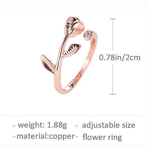 [Australia] - Artmiss Flower Engagement Ring Bridal Floral Ring Wedding Ring Set Gold Ring Unique Floral Ring Bridal for Women (Gold) 