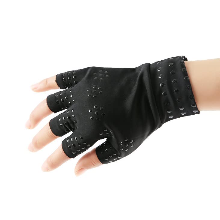 [Australia] - Chargen Arthritis Gloves Compression Gloves Fingerless Gloves Magnetic Anti-Arthritis Therapeutic Therapy Fingerless Gloves Relief Hand Pain Relief Heal Joints Relief (Black) Black 