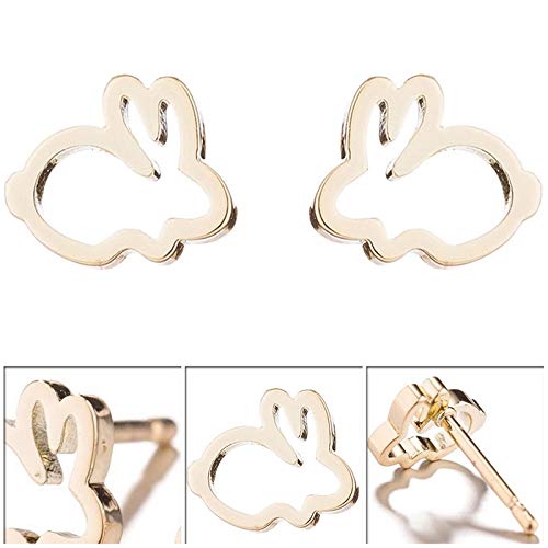 [Australia] - Lovely Hollow Bunny Rabbit Stud Earrings Necklace Sets Jewelry for Women Birthday Gift Gold 